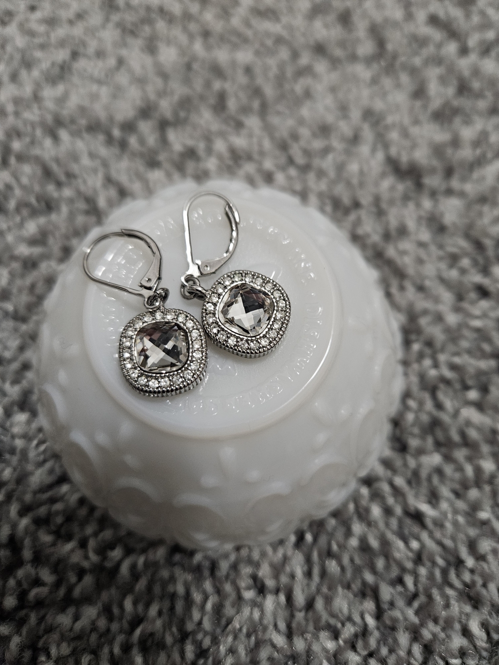 Lia Sophia Silver Crystal Halo Drop Earrings